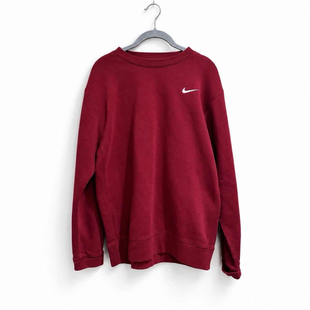 Nike Sportswear Crewneck Sweatshirt Men's M Maroon Burgundy Swoosh Pullover
